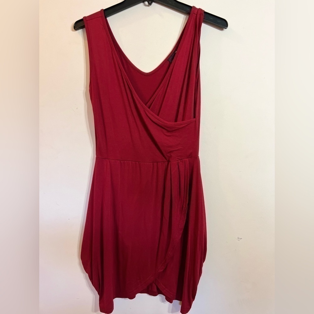 𝅺V-NECK Tulip Shape Irregular Mini Dress Red size Medium